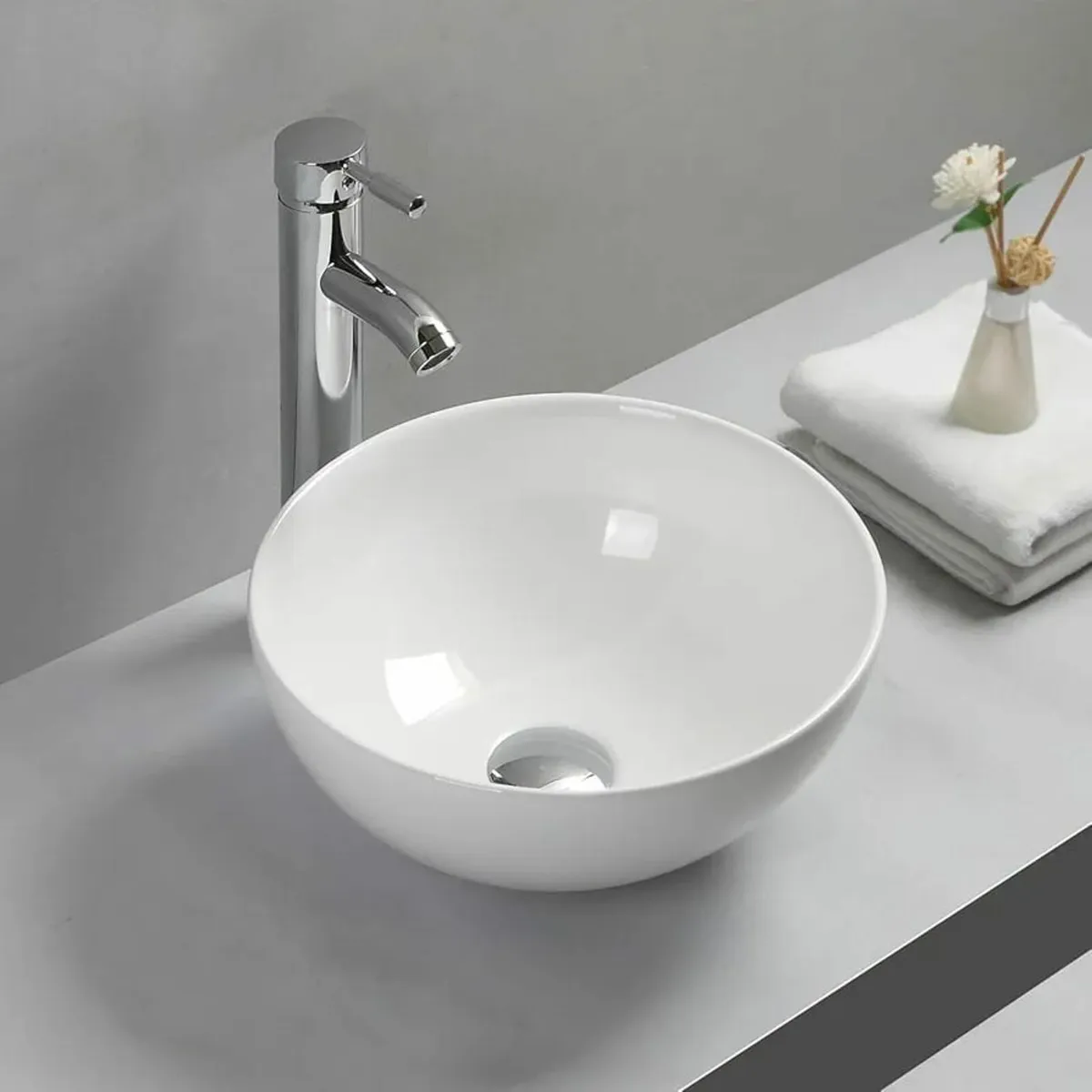 Round Countertop Basin Sink Ceramic Vessel Bowl Wa - Image 1