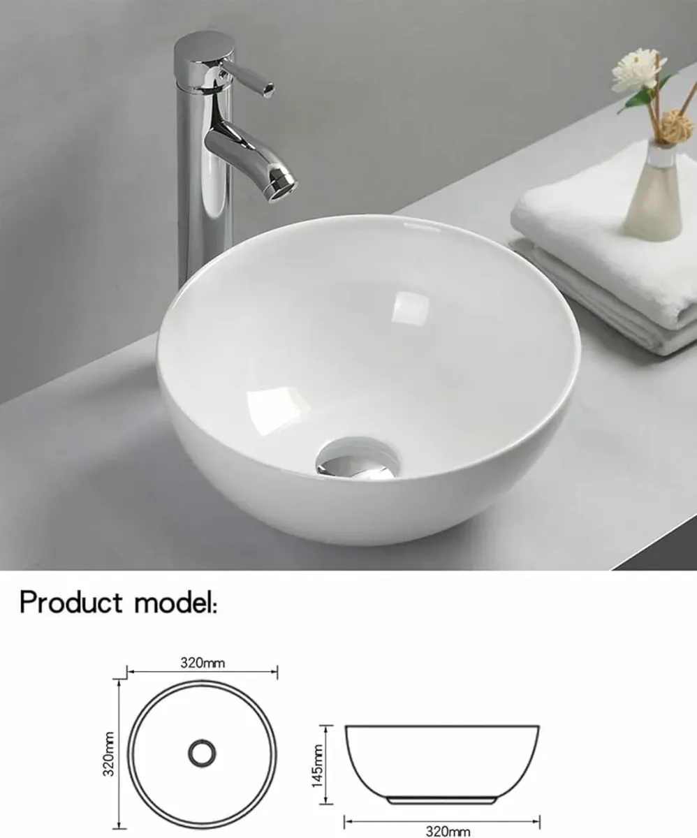 Round Countertop Basin Sink Ceramic Vessel Bowl Wa - Image 2