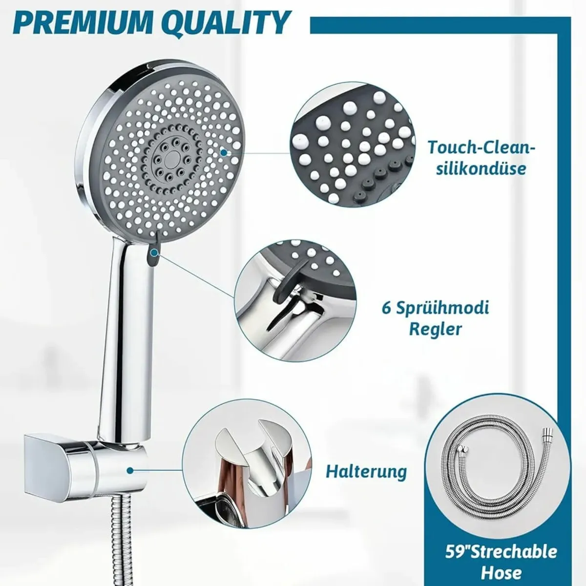 Bath Tap with Hand Shower, Chrome with Anti-scald - Image 3