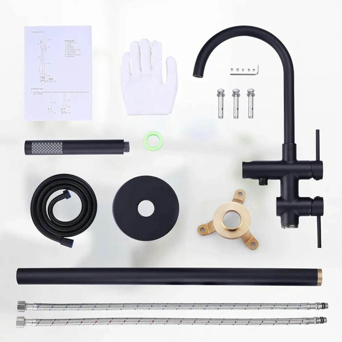 Freestanding Bath Tap Black Copper Stainless Steel - Image 2