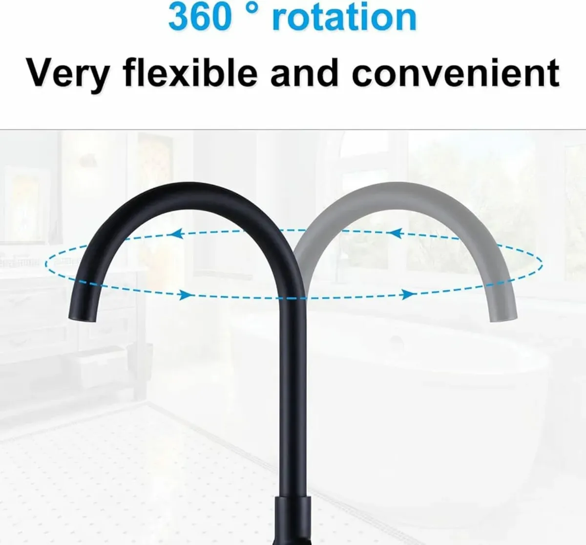 Freestanding Bath Tap Black Copper Stainless Steel - Image 4