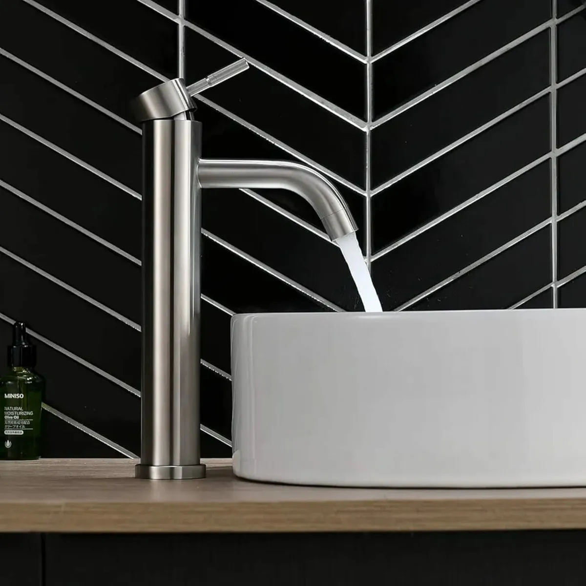 Bathroom Tap, Stainless Steel High Basin Tap, Hot - Image 1