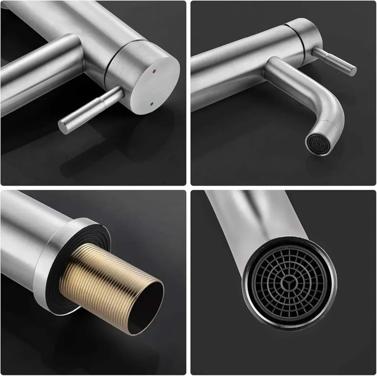 Bathroom Tap, Stainless Steel High Basin Tap, Hot - Image 4