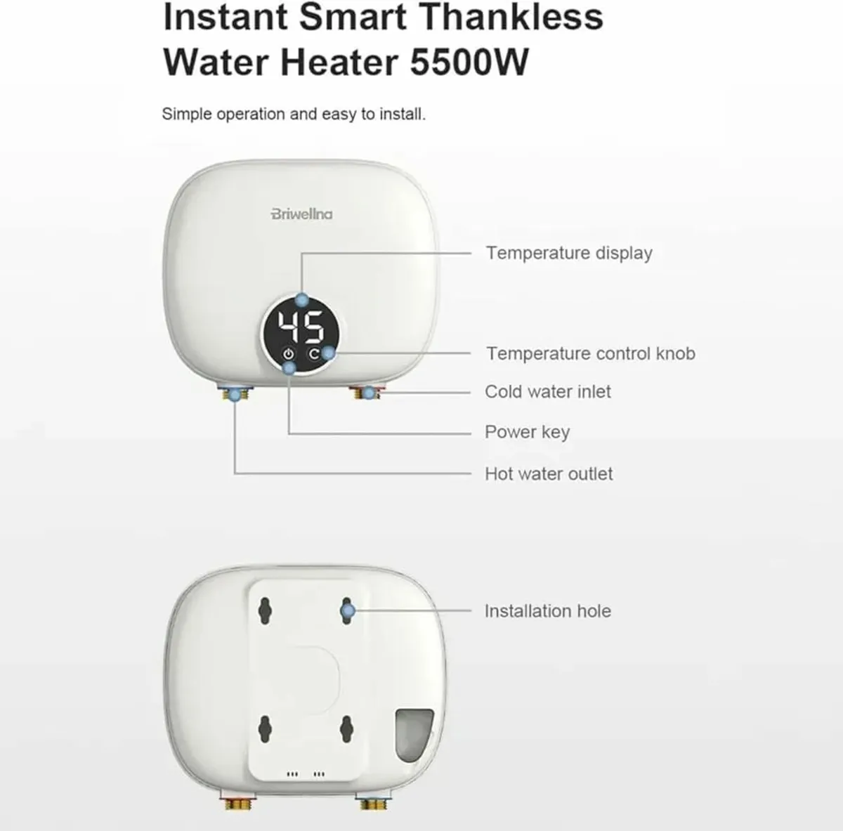 Electric Instantaneous Tankless Water Heater 5.5kW - Image 3