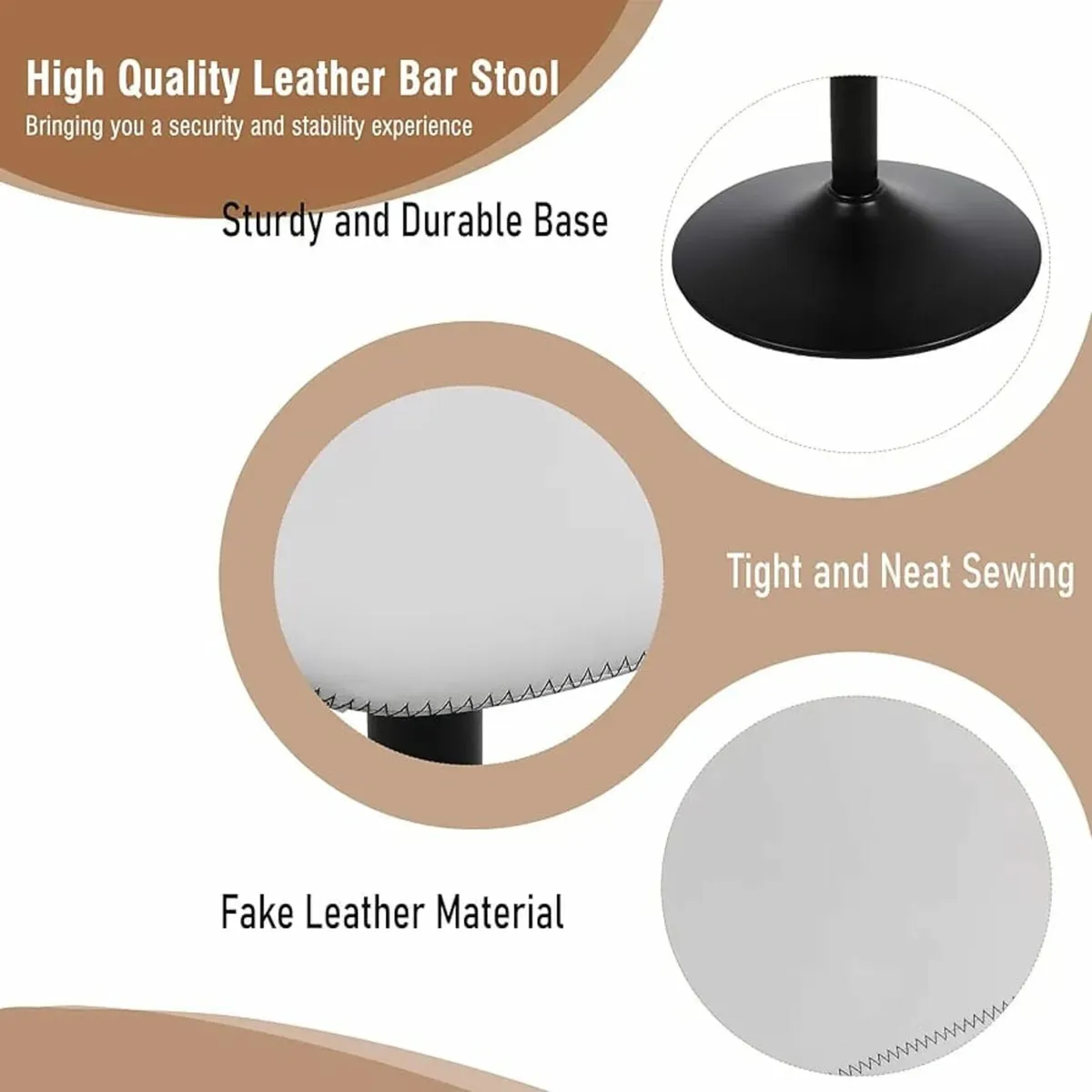 Set of 2,Swivel Counter Height Barstools with Back - Image 4