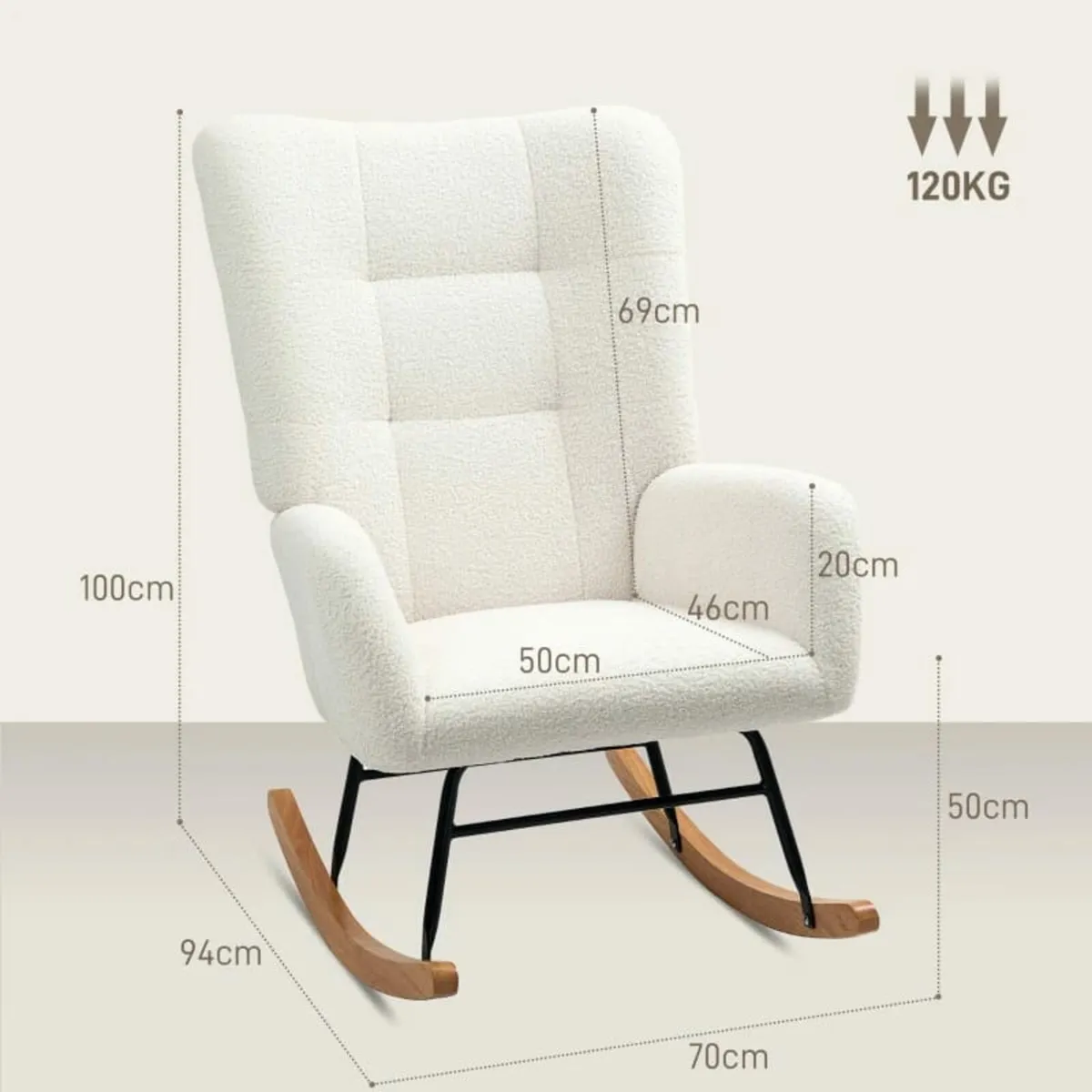 Rocking Chair, Cozy Cover, Thick Padding, Non-Slip - Image 3
