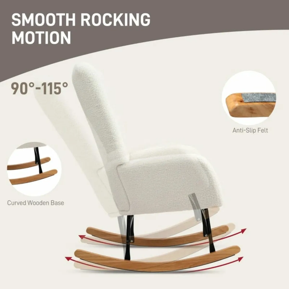 Rocking Chair, Cozy Cover, Thick Padding, Non-Slip - Image 4