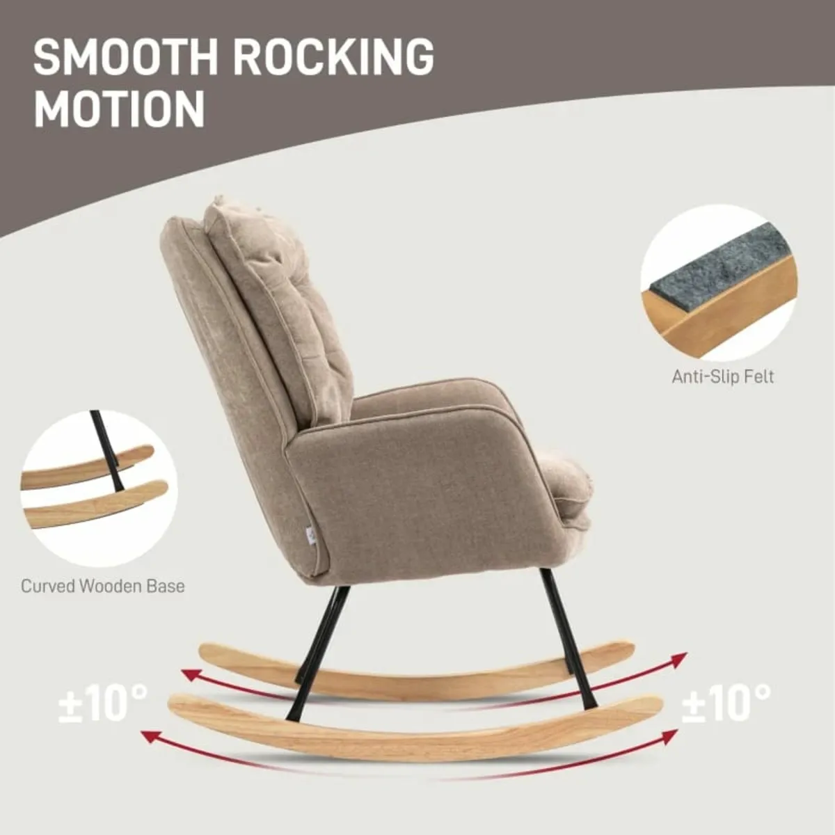 Rocking Chair, Wide Seat, High Backrest, Beech Fra - Image 2