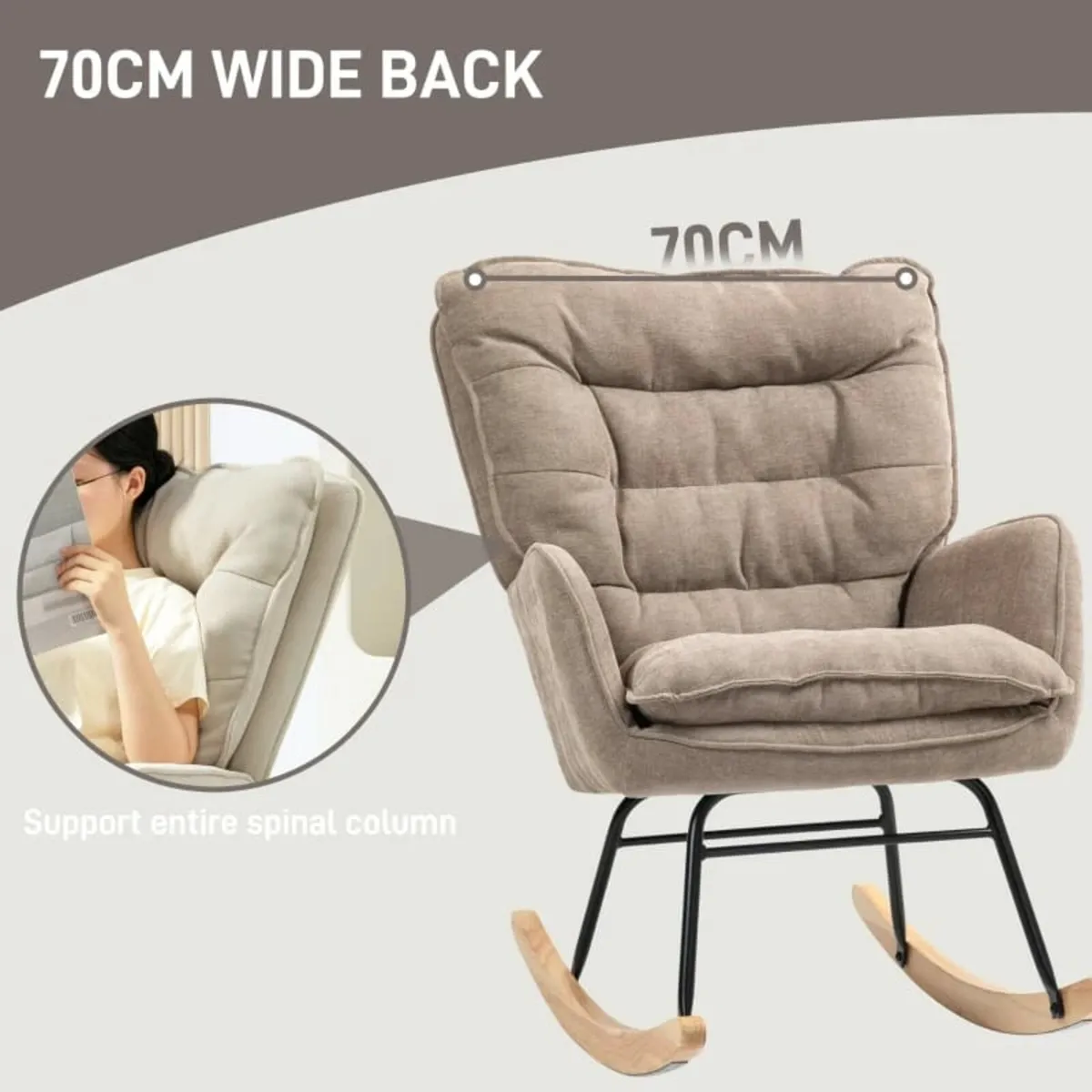 Rocking Chair, Wide Seat, High Backrest, Beech Fra - Image 4
