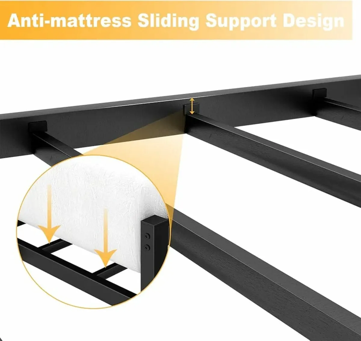 Double Bed Frames with Headboard 4ft6 Black Metal - Image 4