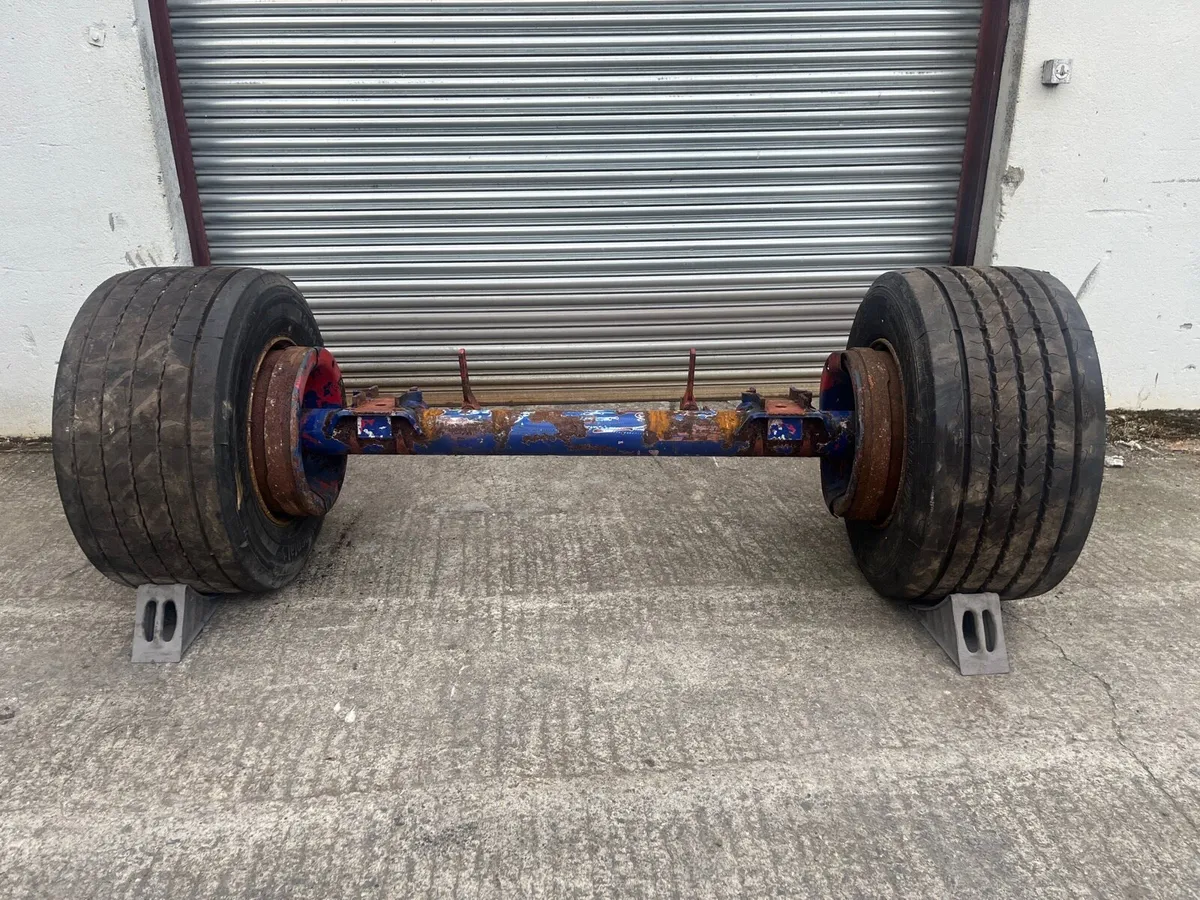 2qty ROR Axles with new 445/45x19.5 10 stud rims - Image 1