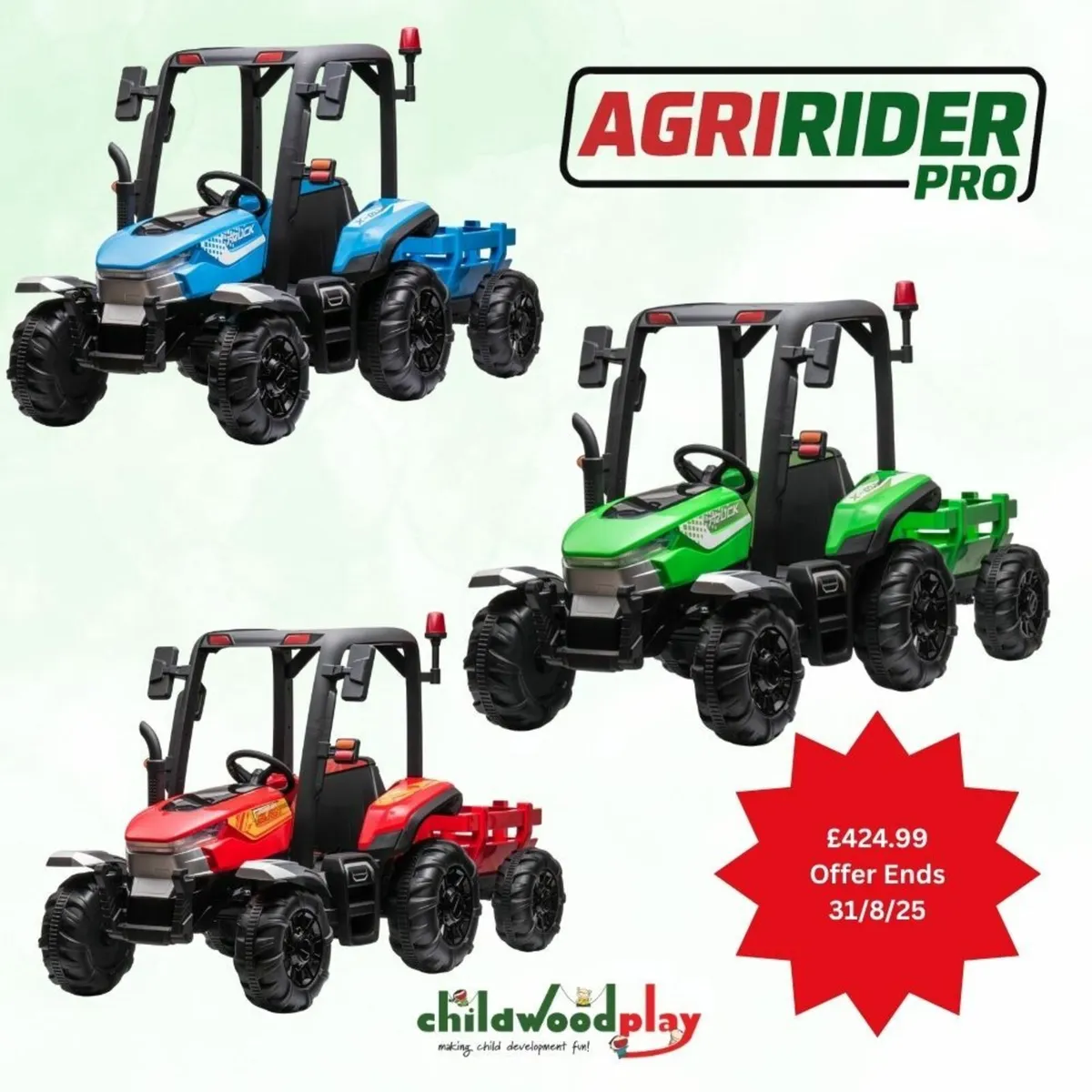 Kids Electric Ride on Tractor 24v AgriRider Pro - Image 3