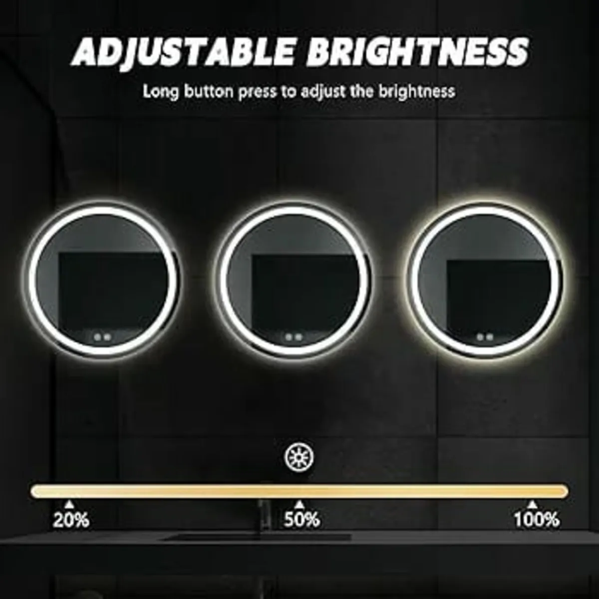 Round LED Bathroom Mirror, 600mm Reinforced Glass, - Image 4
