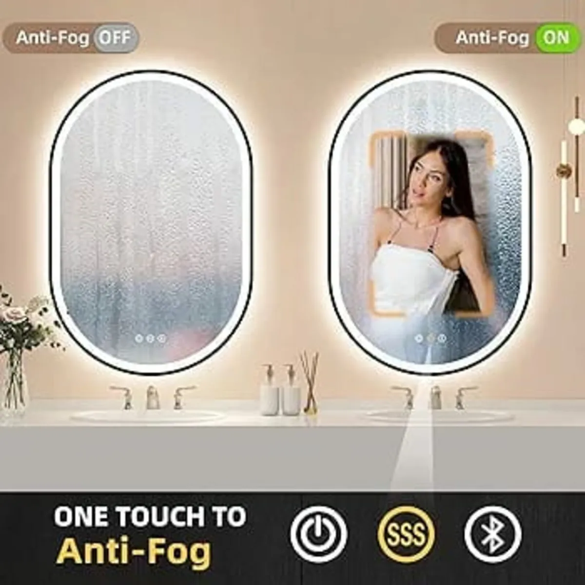 900x600 mm Oval-Bathroom-Mirror-with-LED-Lights, L - Image 4