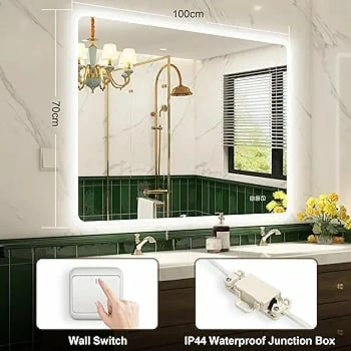 1000x700 mm Bathroom-Mirror-with-LED-Lights for Wa - Image 2