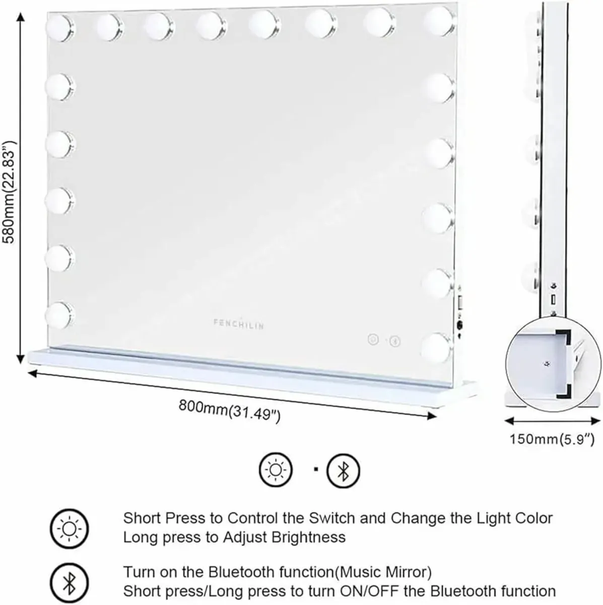 Vanity Mirror with Lights Large Makeup Mirror with - Image 3