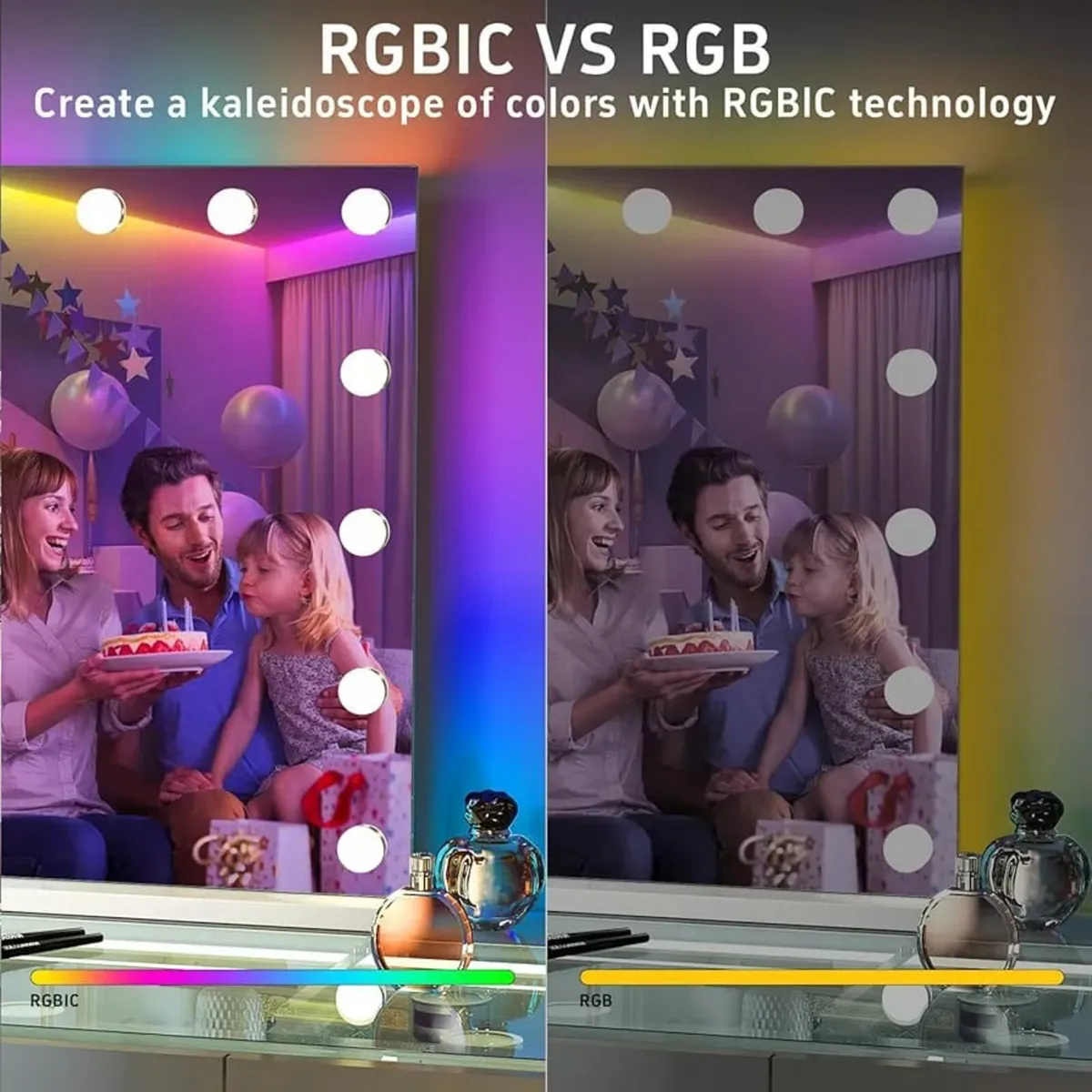 Hollywood Mirror with RGB Backlit 15 LED Vanity Mi - Image 4