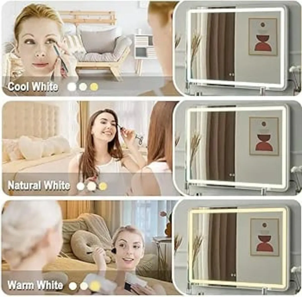 Makeup Hollywood Vanity Mirror with LED Light, Tab - Image 3