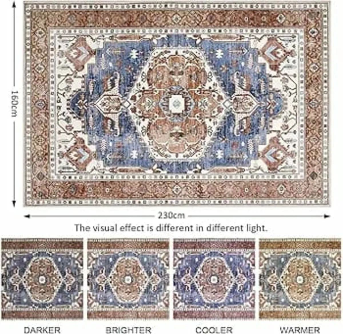 Living Room Large 160x230cm Non Slip Rugs Vintage - Image 3