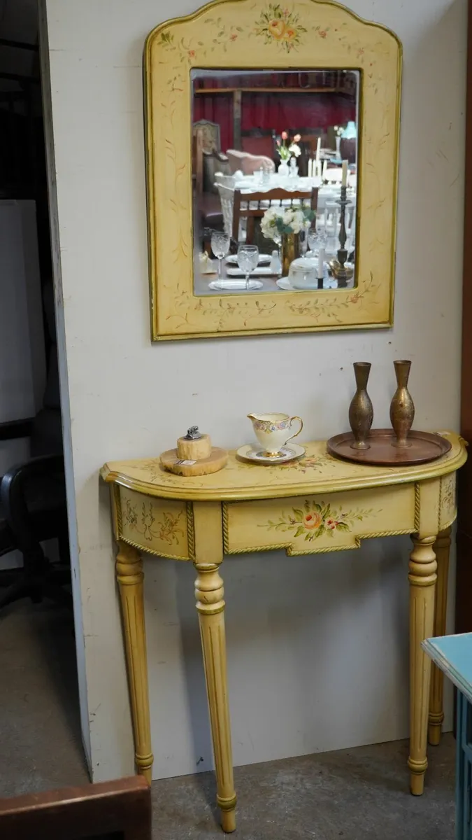 Spanish Hand-Painted  Table with Matching Mirror - Image 1