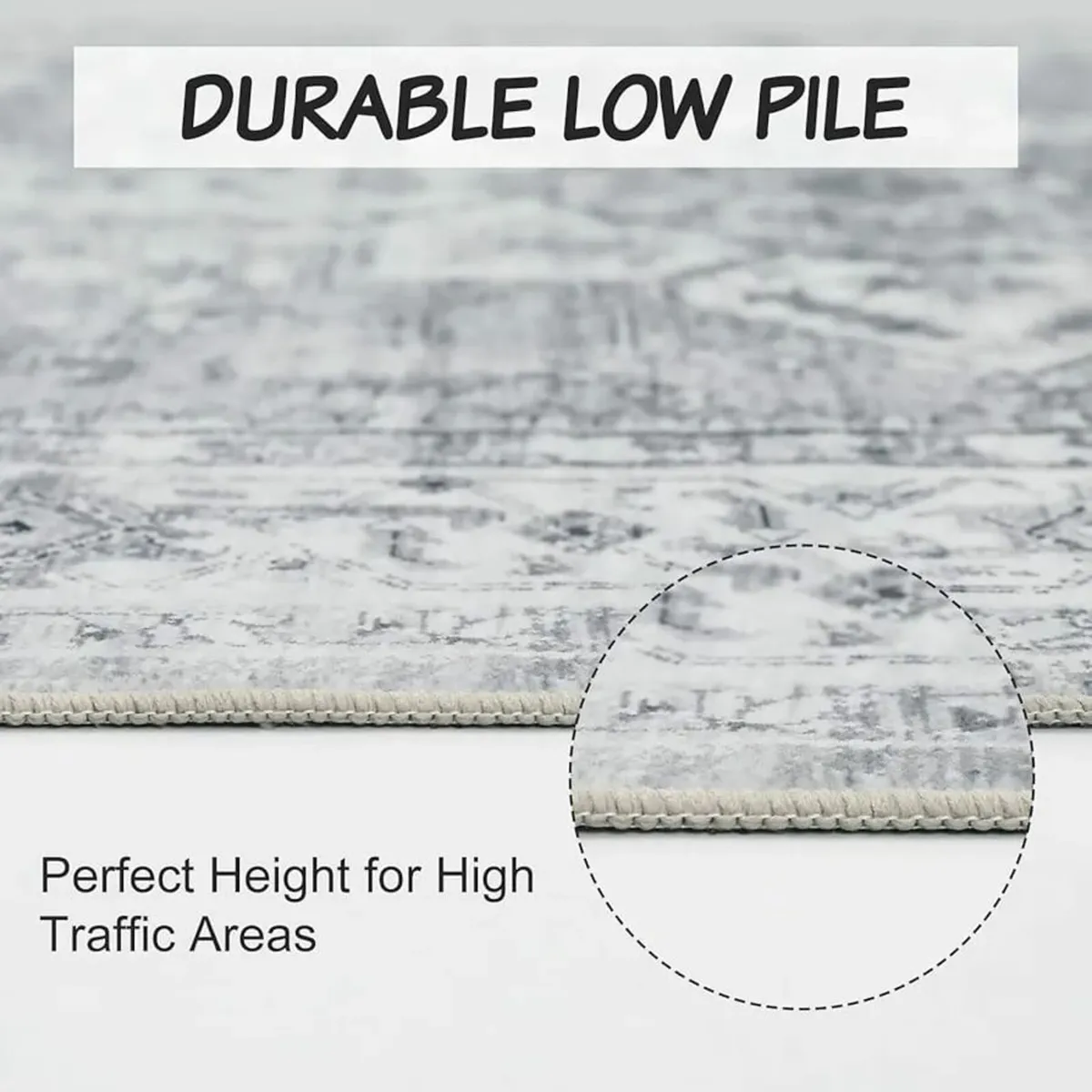 Washable Rugs Living Room Area Rugs Grey Vintage B - Image 4