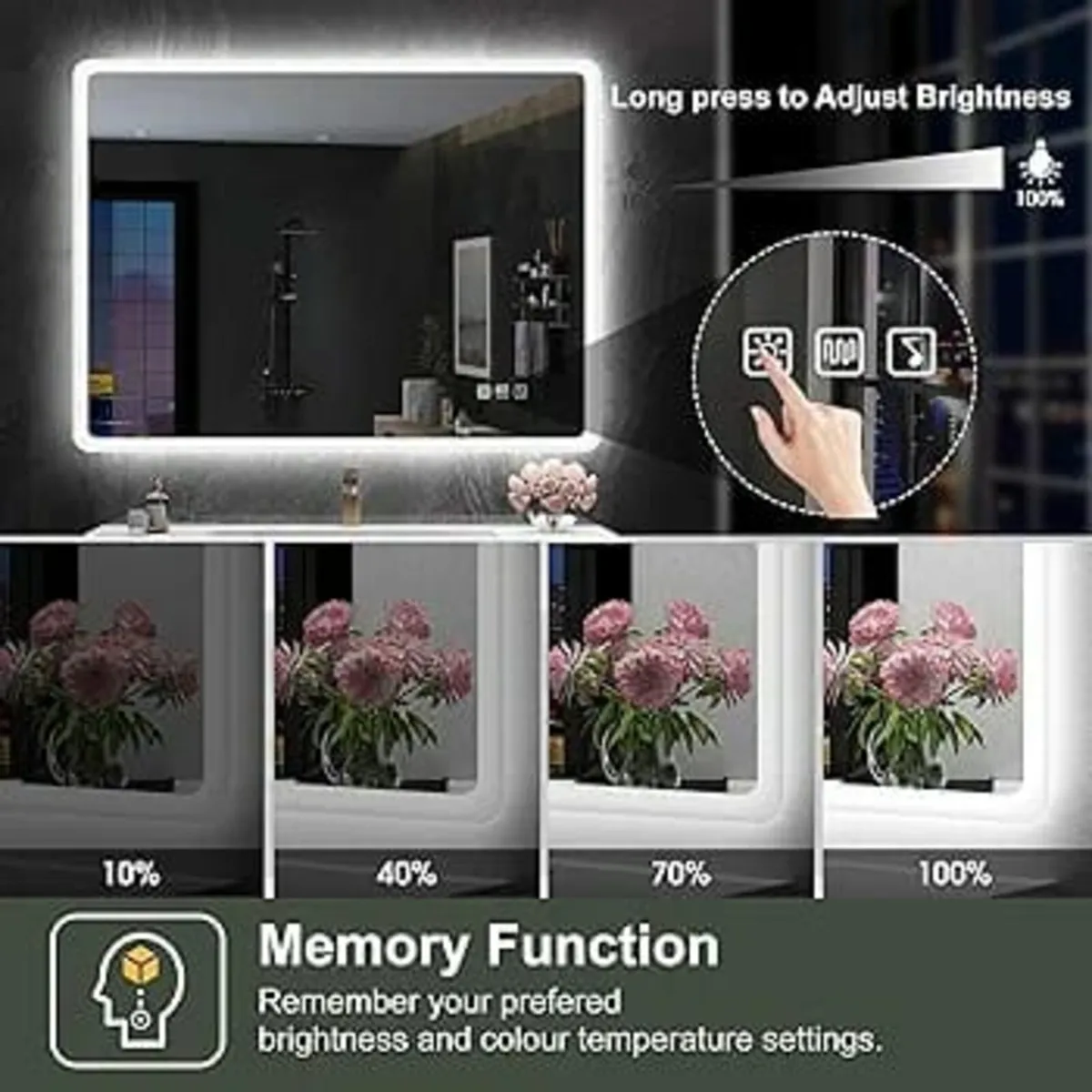 500 x 700 mm LED Illuminated Bathroom Bluetooth Mi - Image 4
