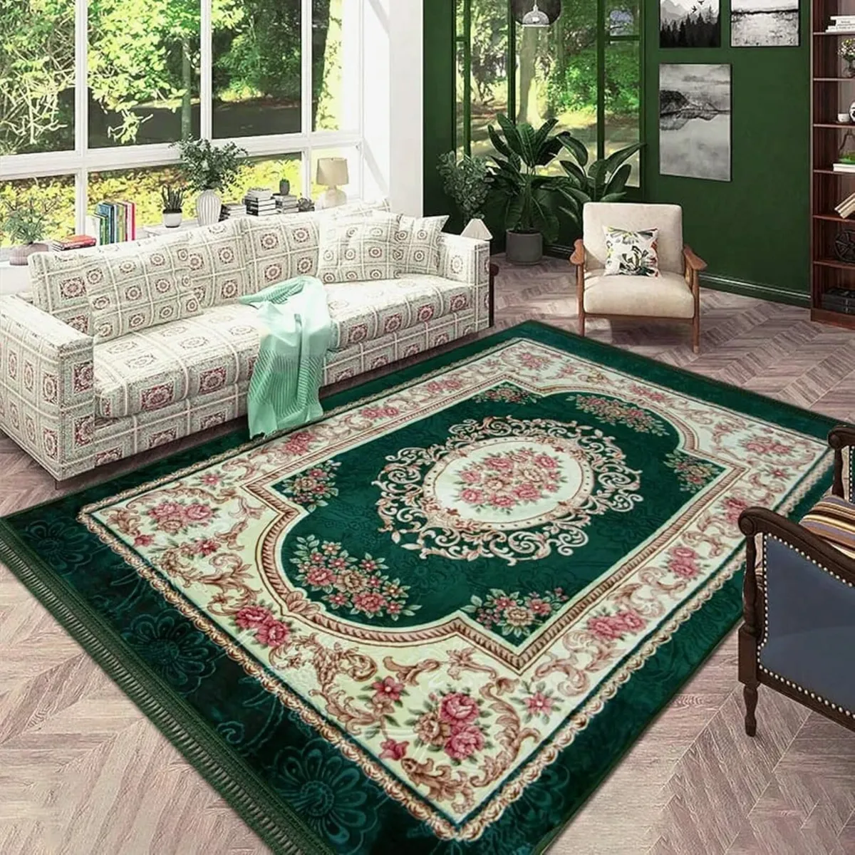 Green Rugs Living Room 2x3m, Cheap Extra Large Rug - Image 1