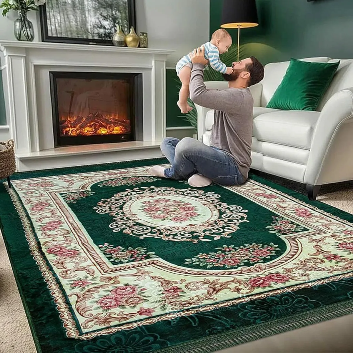 Green Rugs Living Room 2x3m, Cheap Extra Large Rug - Image 3