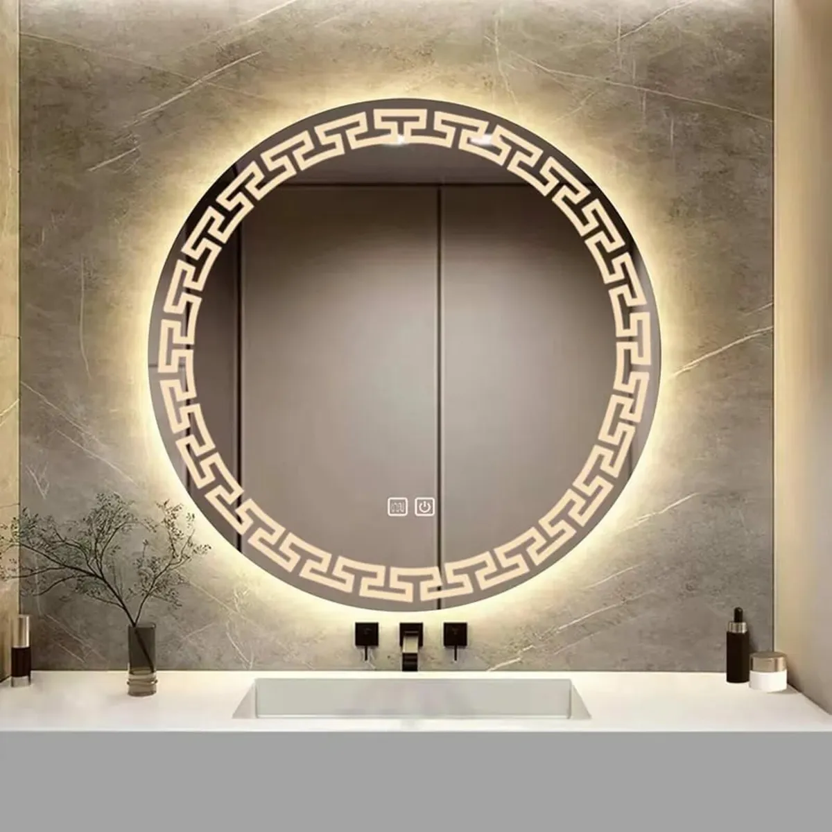600mm Round Bathroom Mirror Wall Mounted Mirror wi - Image 1