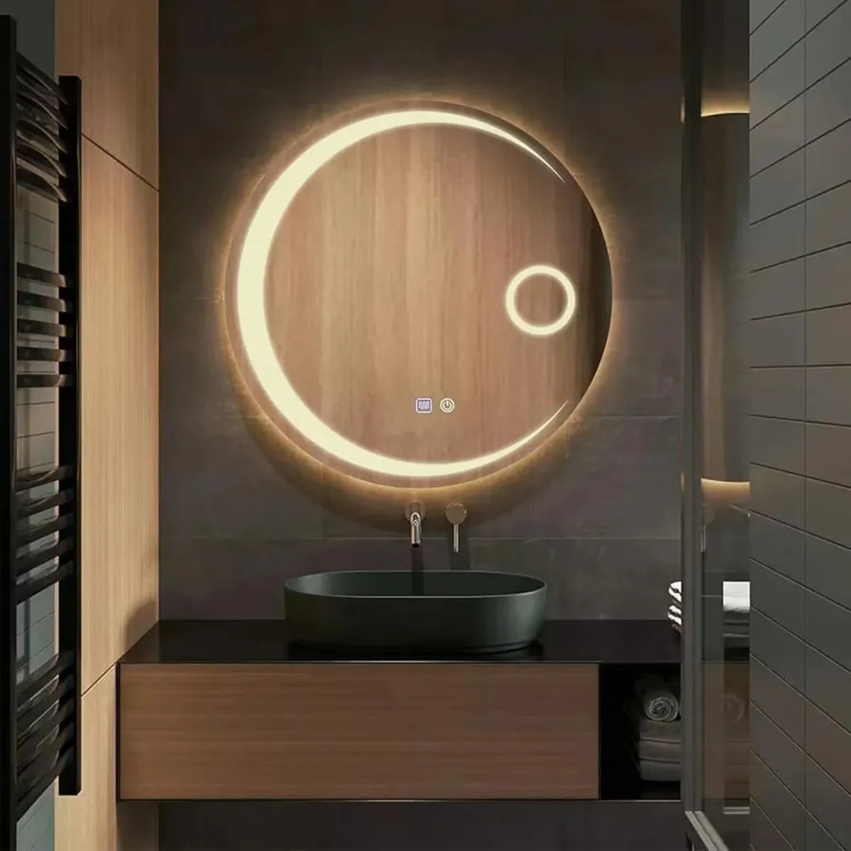 Bathroom Mirror with Lighting, 500 mm, Round Wall - Image 2