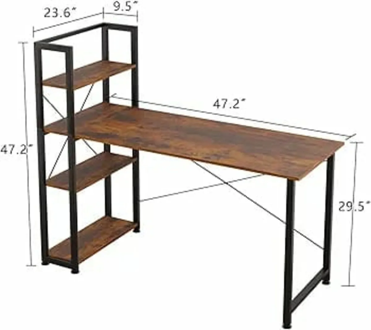 Computer Desk,120cm Computer Desk with Bookshelf, - Image 2