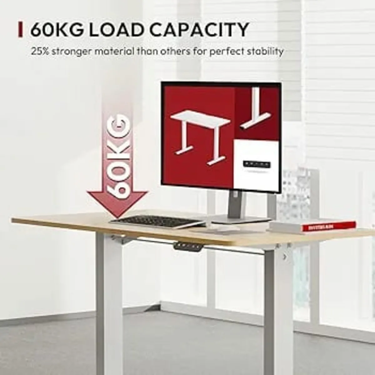QS+110 * 60 Electric Standing Desk ONE PIECE Heigh - Image 2