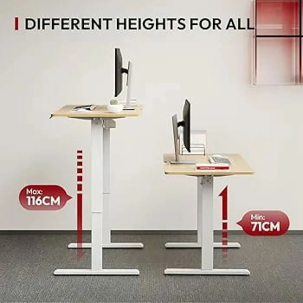 QS+110 * 60 Electric Standing Desk ONE PIECE Heigh - Image 3