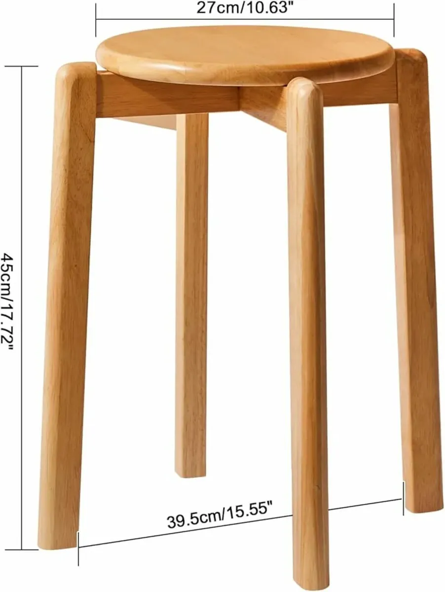 YMYNY 4pcs Solid Wood Round Stool, Shoes change St - Image 2