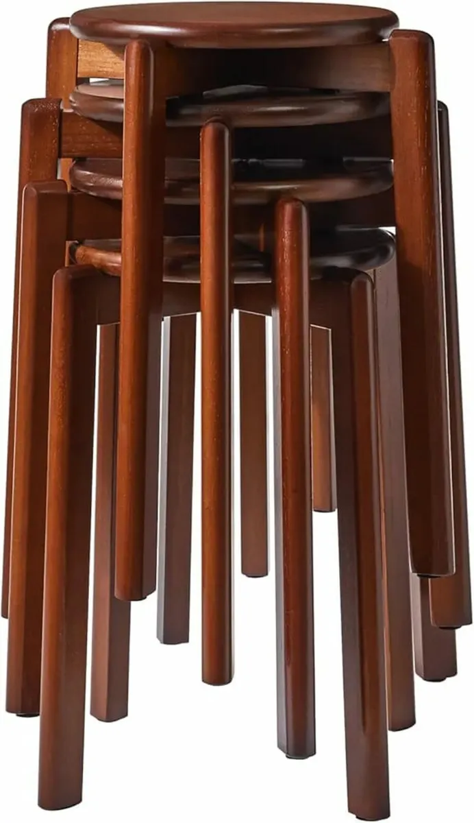 4pcs Solid Wood Round Stool, Shoes change Stool, D - Image 1