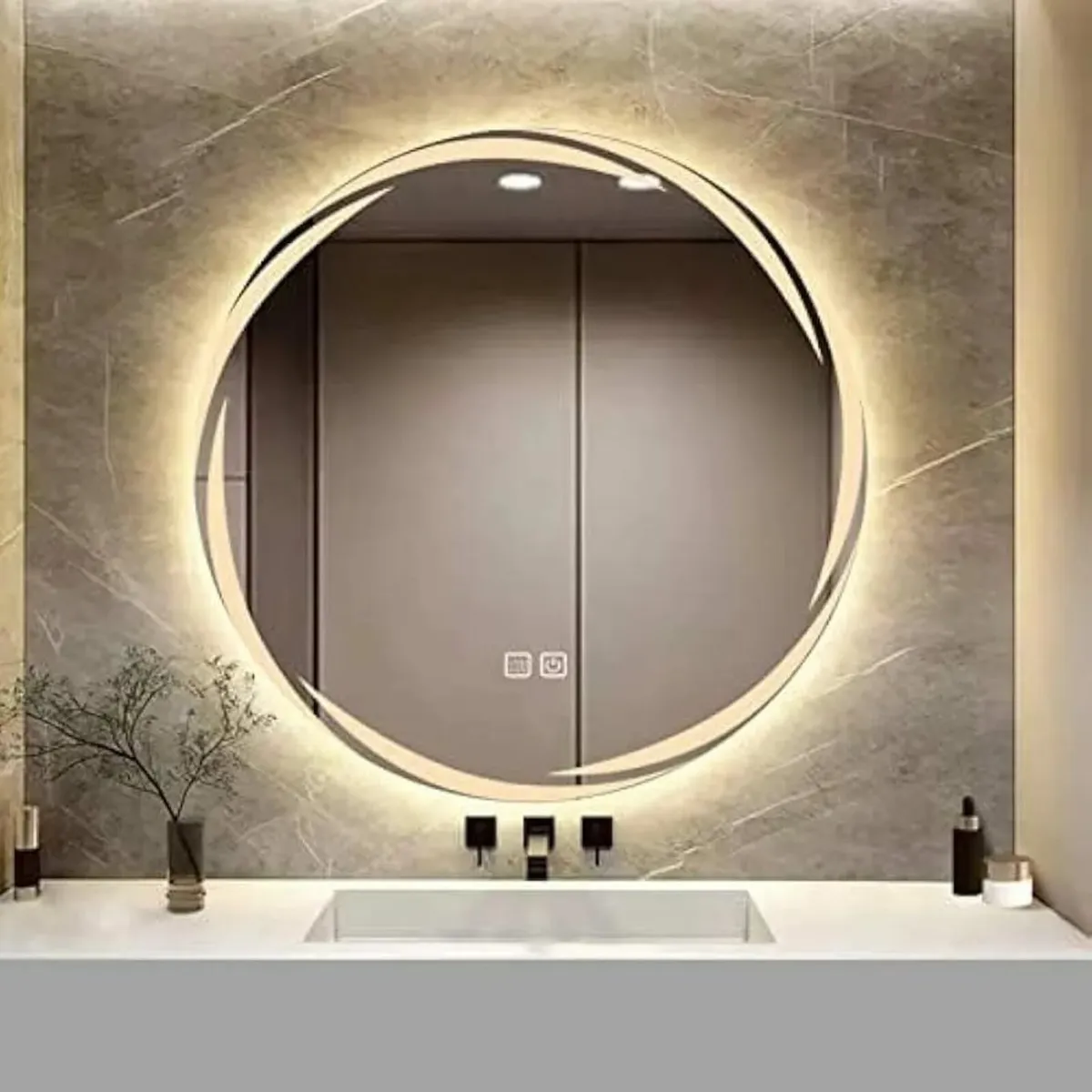 500mm Round Bathroom Mirror Wall Mounted Mirror wi - Image 1