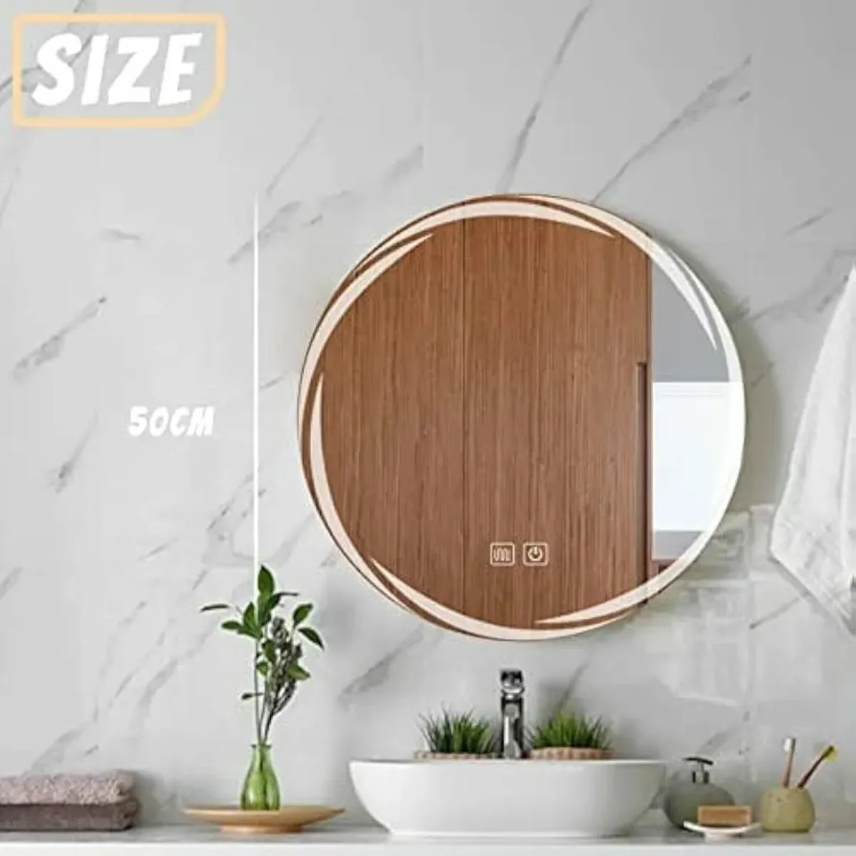 500mm Round Bathroom Mirror Wall Mounted Mirror wi - Image 3