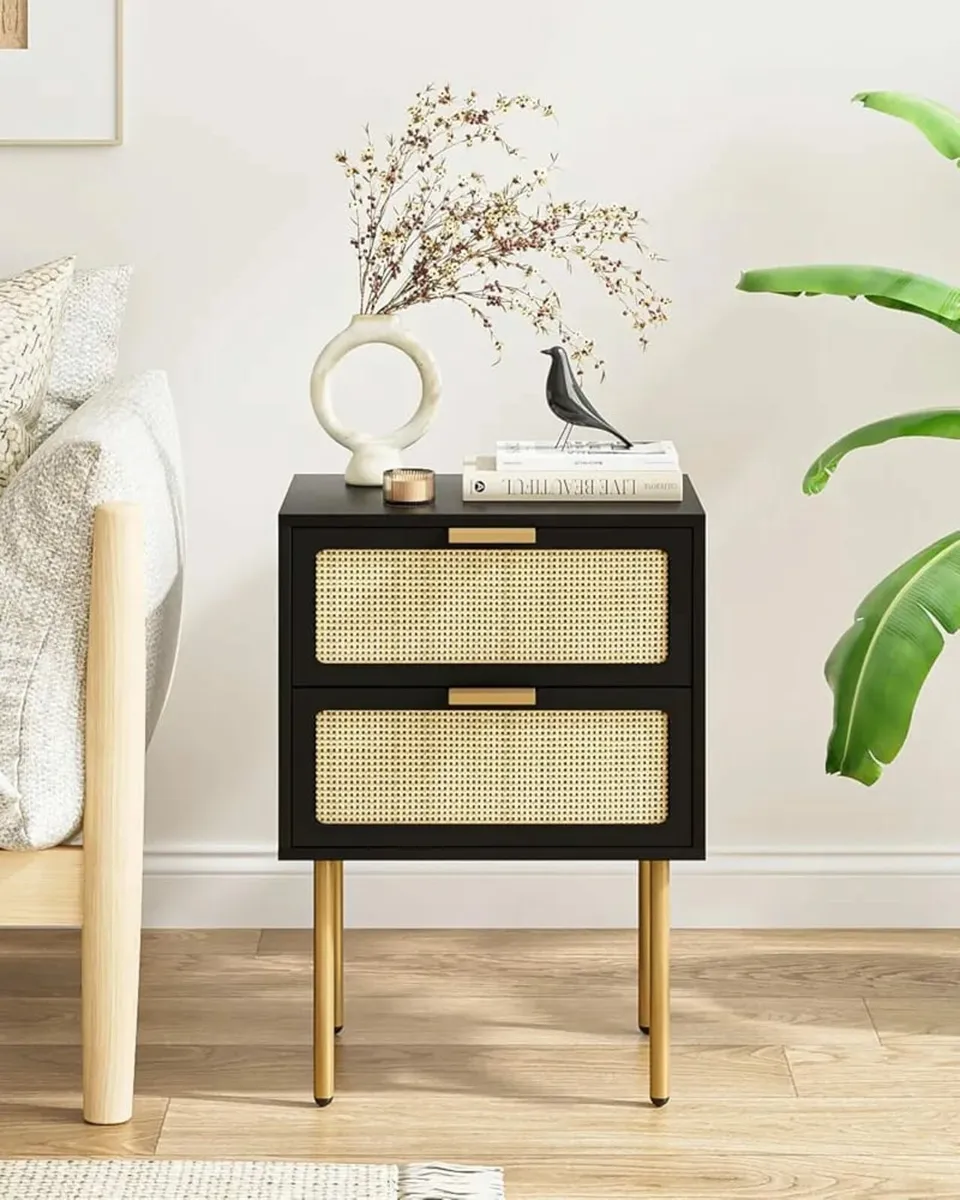 Table,Side Table With Drawer and Shelf,Rattan Beds - Image 4