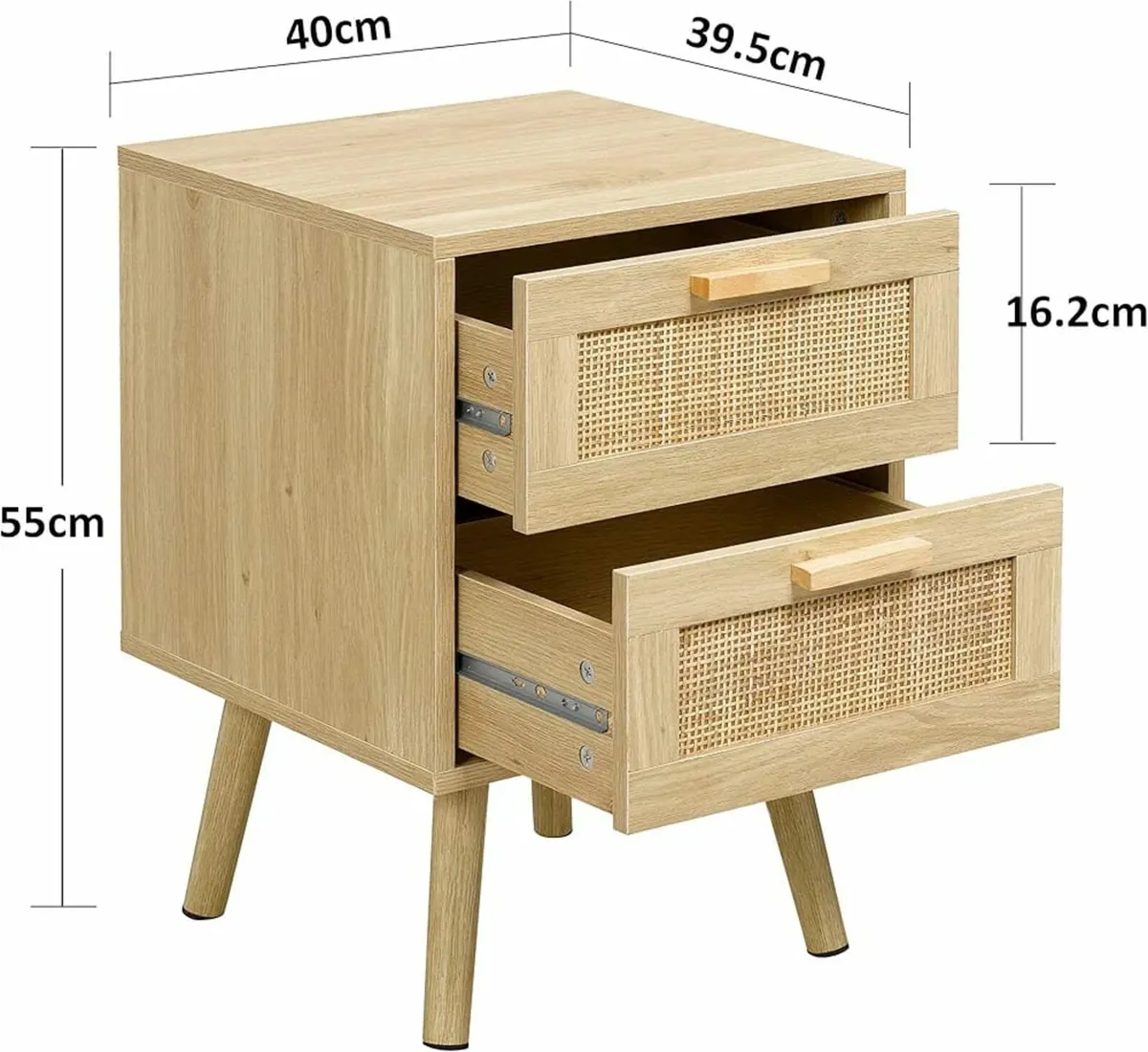 Side Table with 2 Hand Made Rattan Decorated Drawe - Image 2