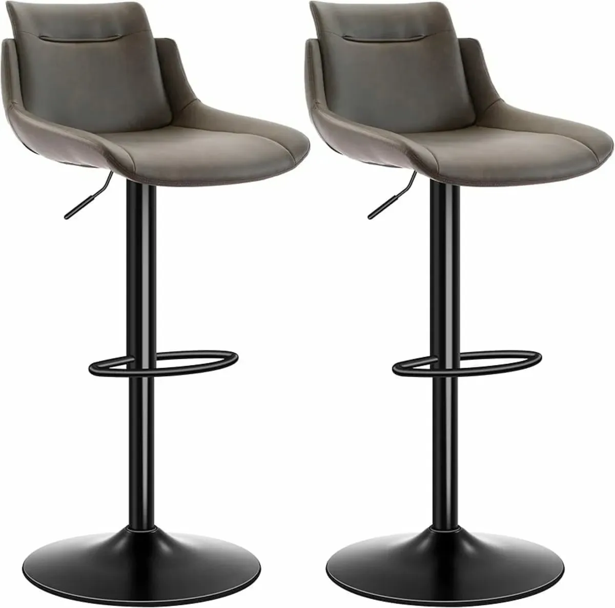 Bar Stool Set of 2, PU Leather Fabrics Height Adju - Image 1