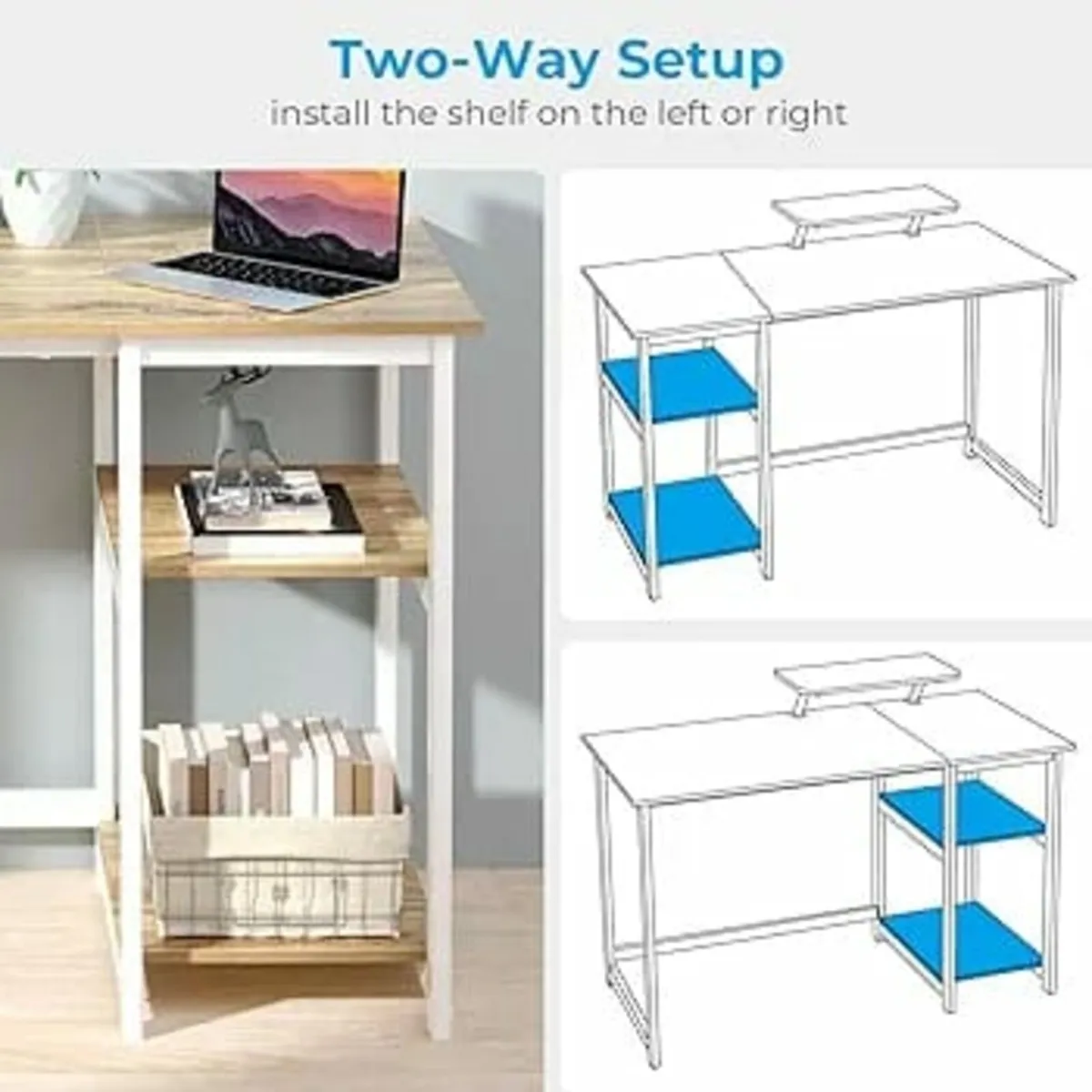 Office Desk with Monitor Stand,100cm Home Computer - Image 3