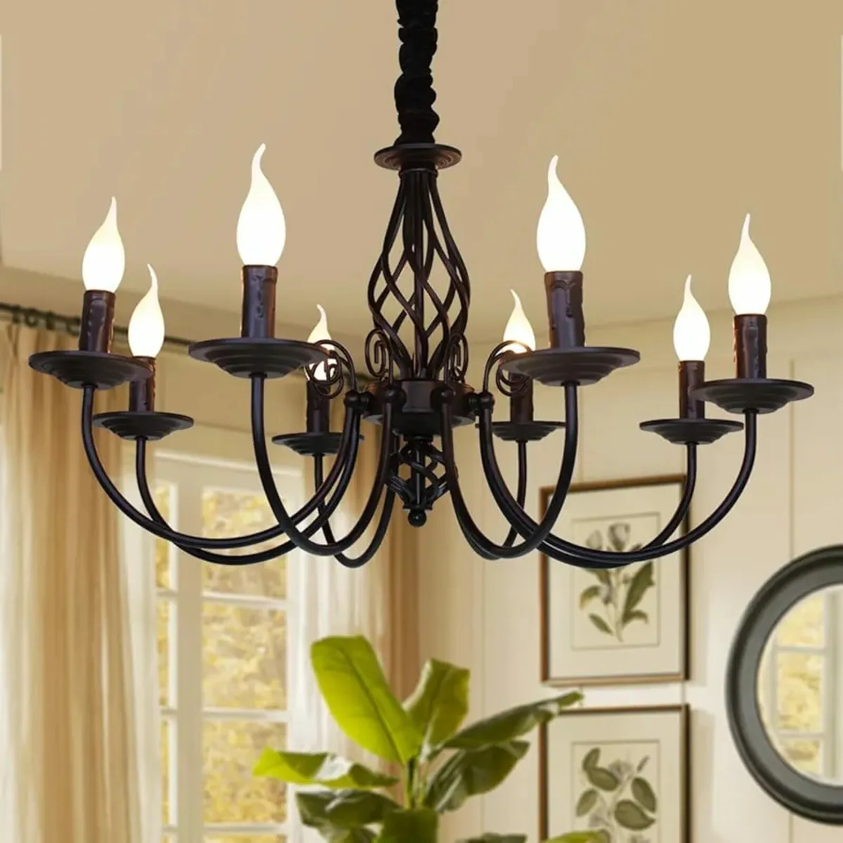 8 Lights French Country Chandelier, Black Chandeli - Image 1