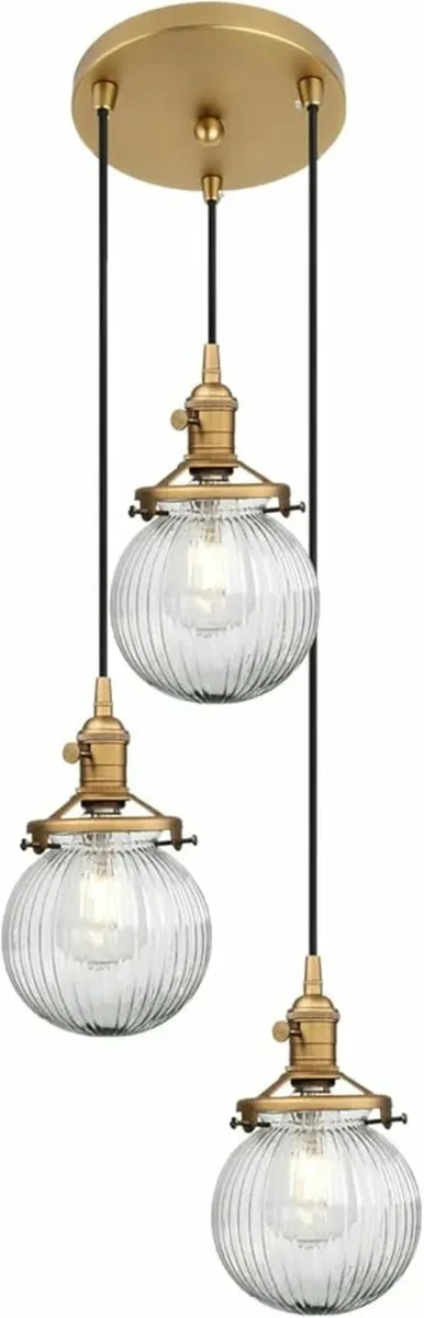 Cluster 3 Way Ceiling Pendant Light Fittings Ribbe - Image 1