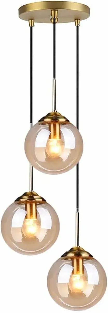 Industrial Vintage 3 Lights Pendant Light,Glass Gl - Image 1