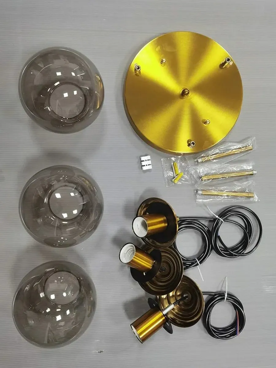 Industrial Vintage 3 Lights Pendant Light,Glass Gl - Image 4