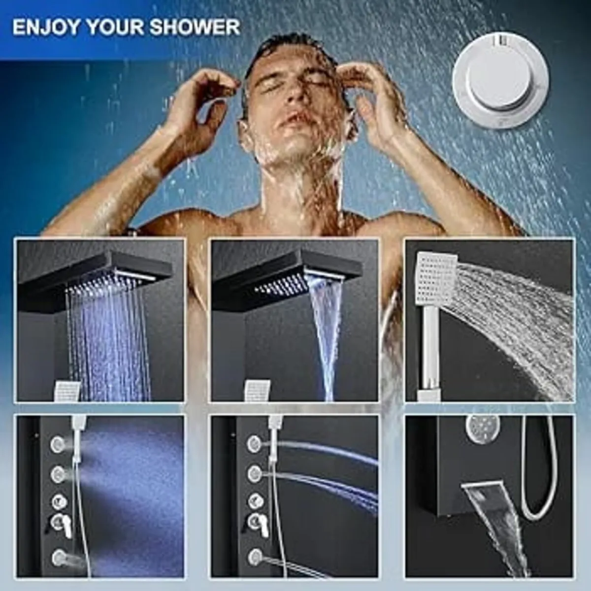 LED Shower Panel Tower System 6 in 1- Waterfall, R - Image 2