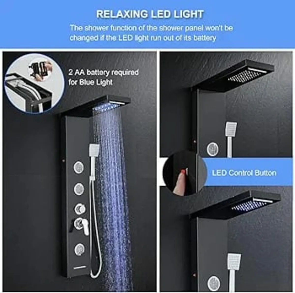 LED Shower Panel Tower System 6 in 1- Waterfall, R - Image 4