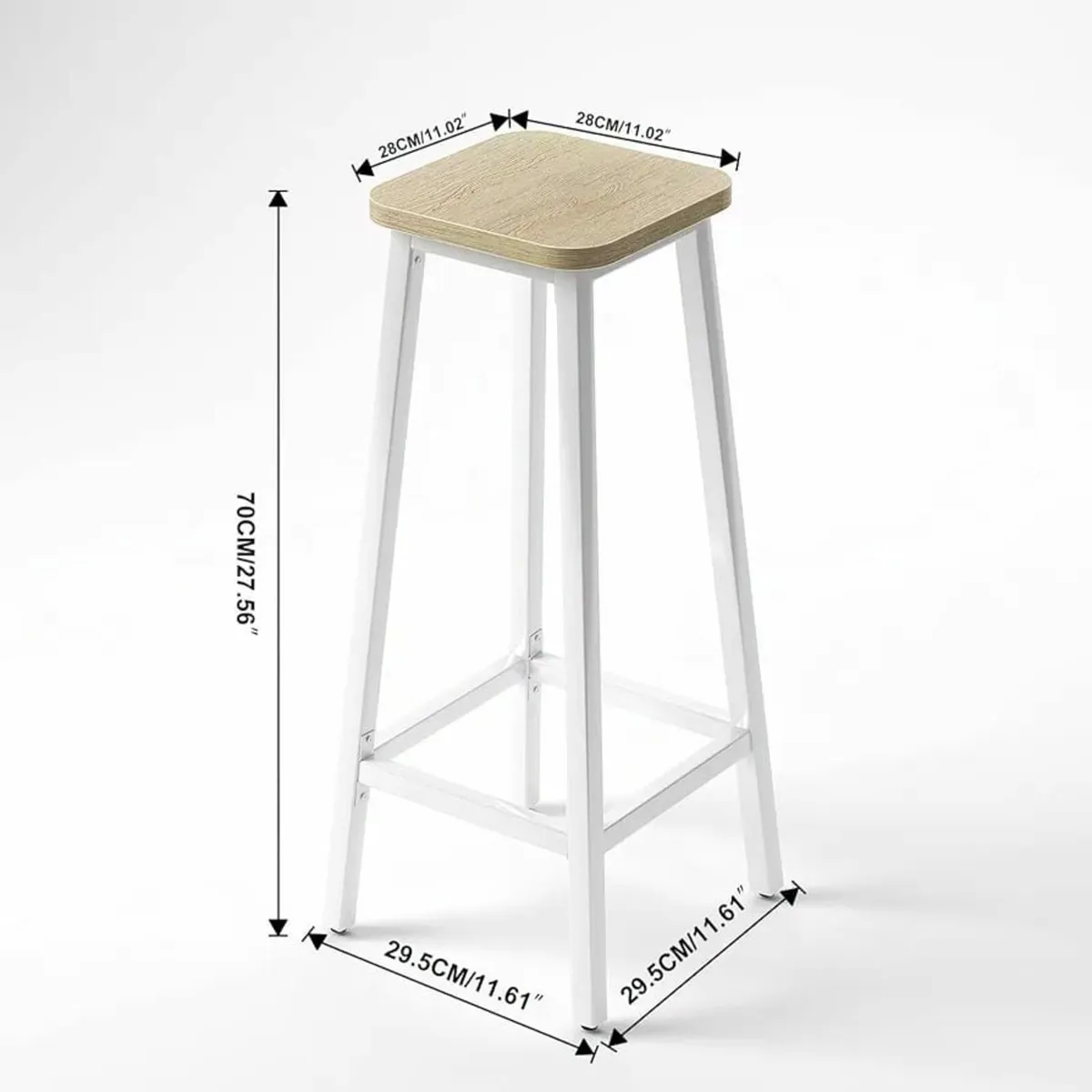 Bar Stools Square Base Set of 2, Tall Breakfast Ba - Image 2