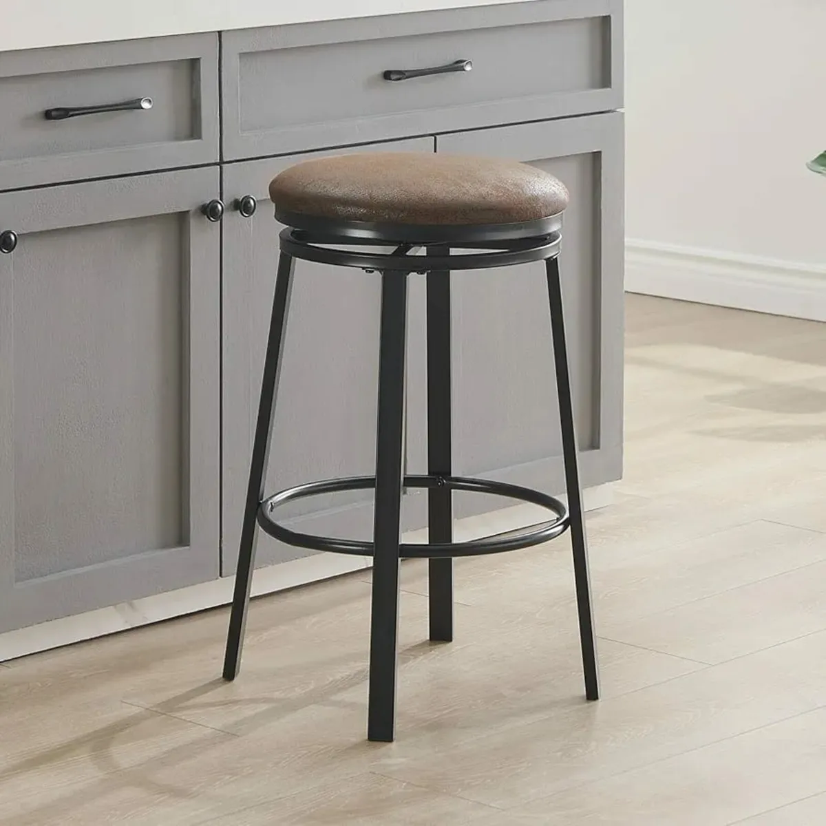Bar Stools Set of 2, Round Backless Bar Chairs wit - Image 4