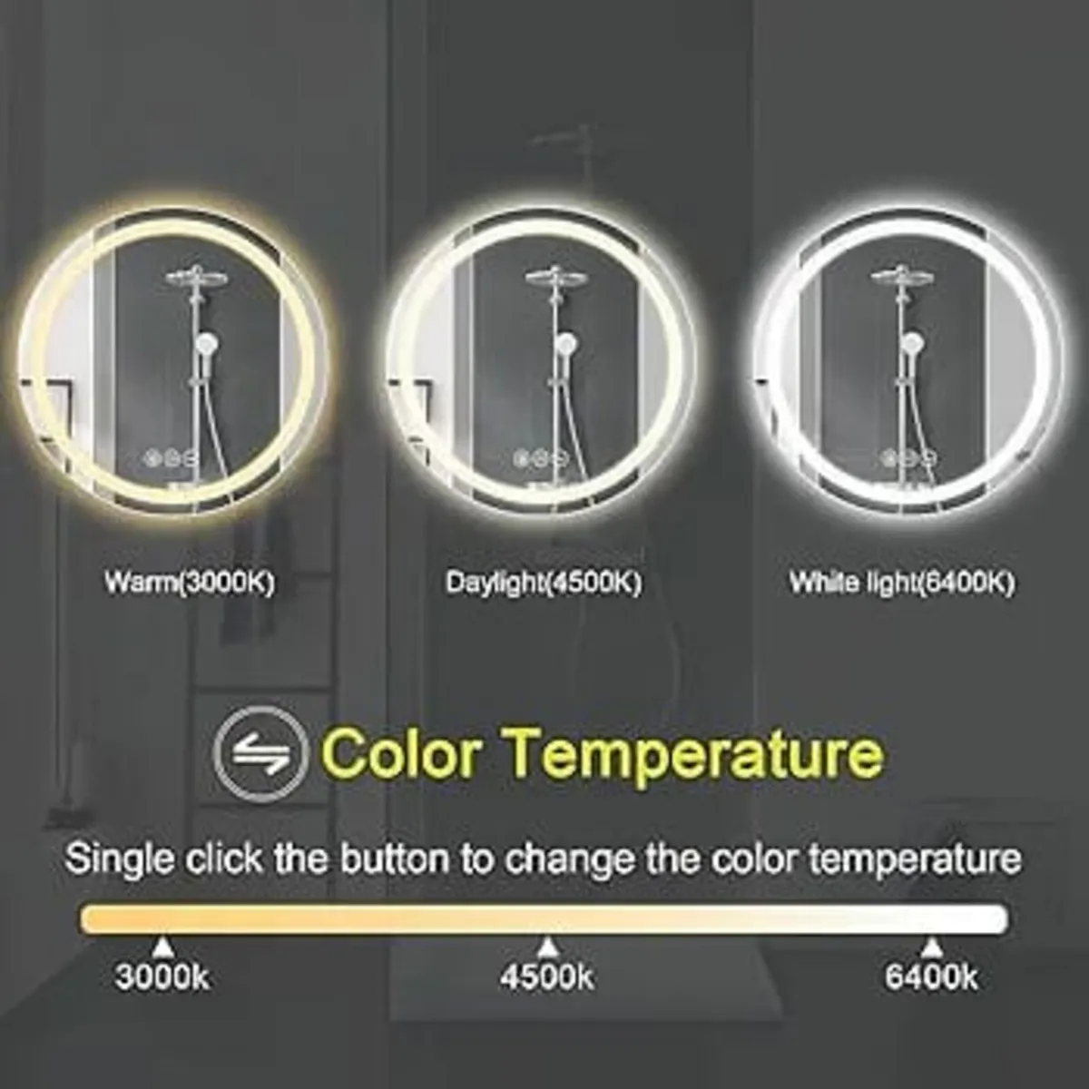 600mm Round Bathroom LED Mirror Illuminated Backli - Image 4